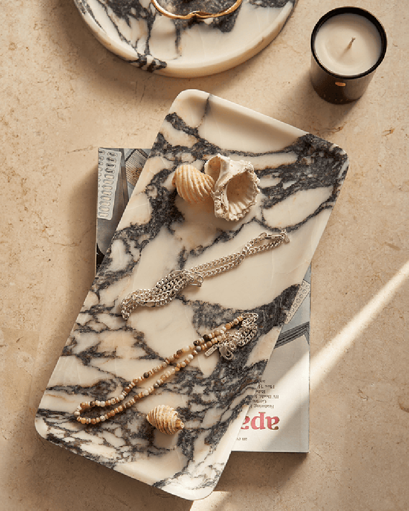 Linea Rectangle Marble Tray