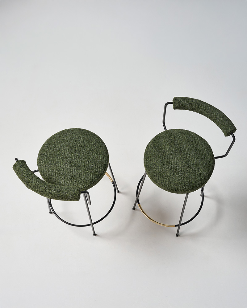 Iva Stool Upholstered Back 65H